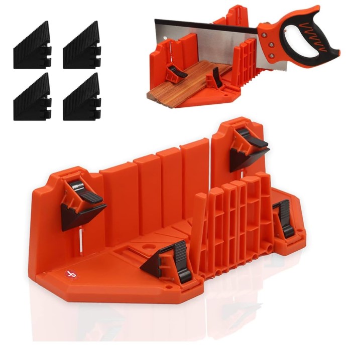 Mitre Box with Clamps without Saw – Secure Hold 45°/90° Angle Box, Quick-Release Clamps, Non-Slip Base | 300mm Capacity | UAE Professional Carpenter Picture Frame Tool 